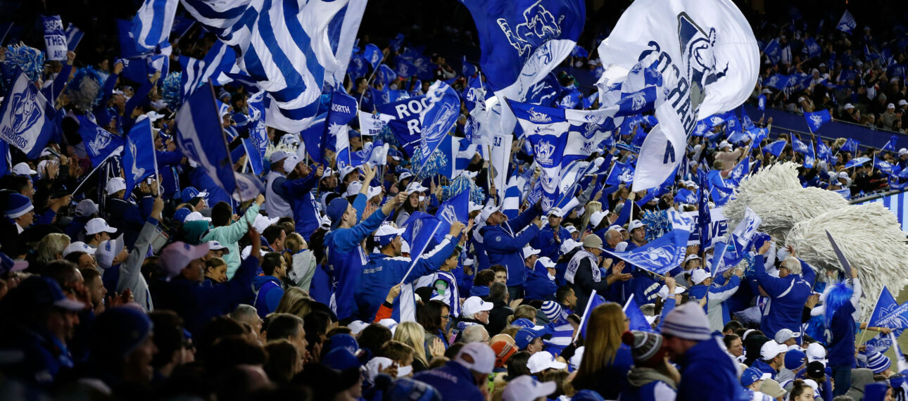 North Melbourne cheersquad at Marvel Stadium